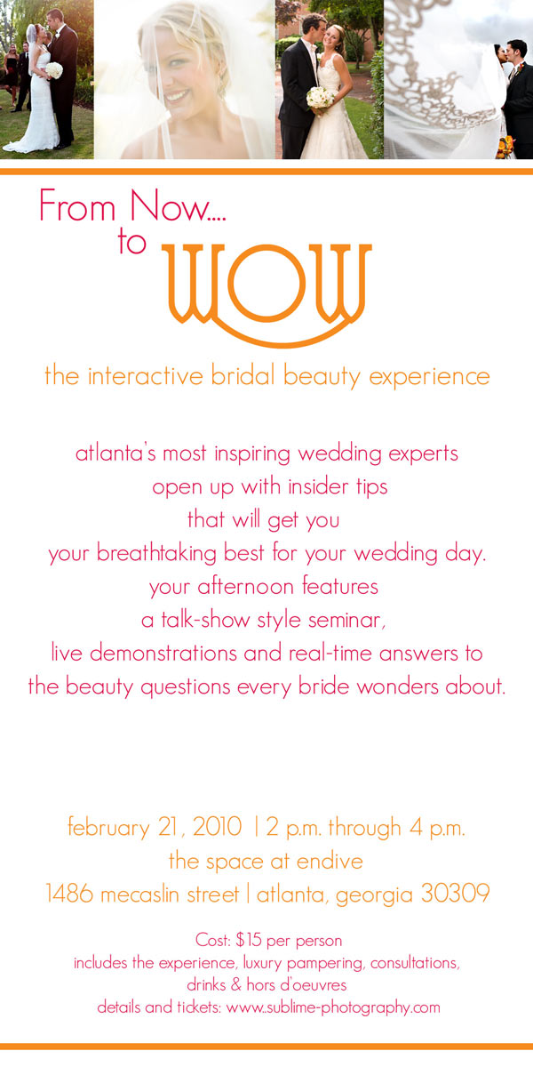 From Now to Wow--The Interactive Bridal Beauty Experience From Now to Wow Invitation--Atlanta Bridal Beauty Event