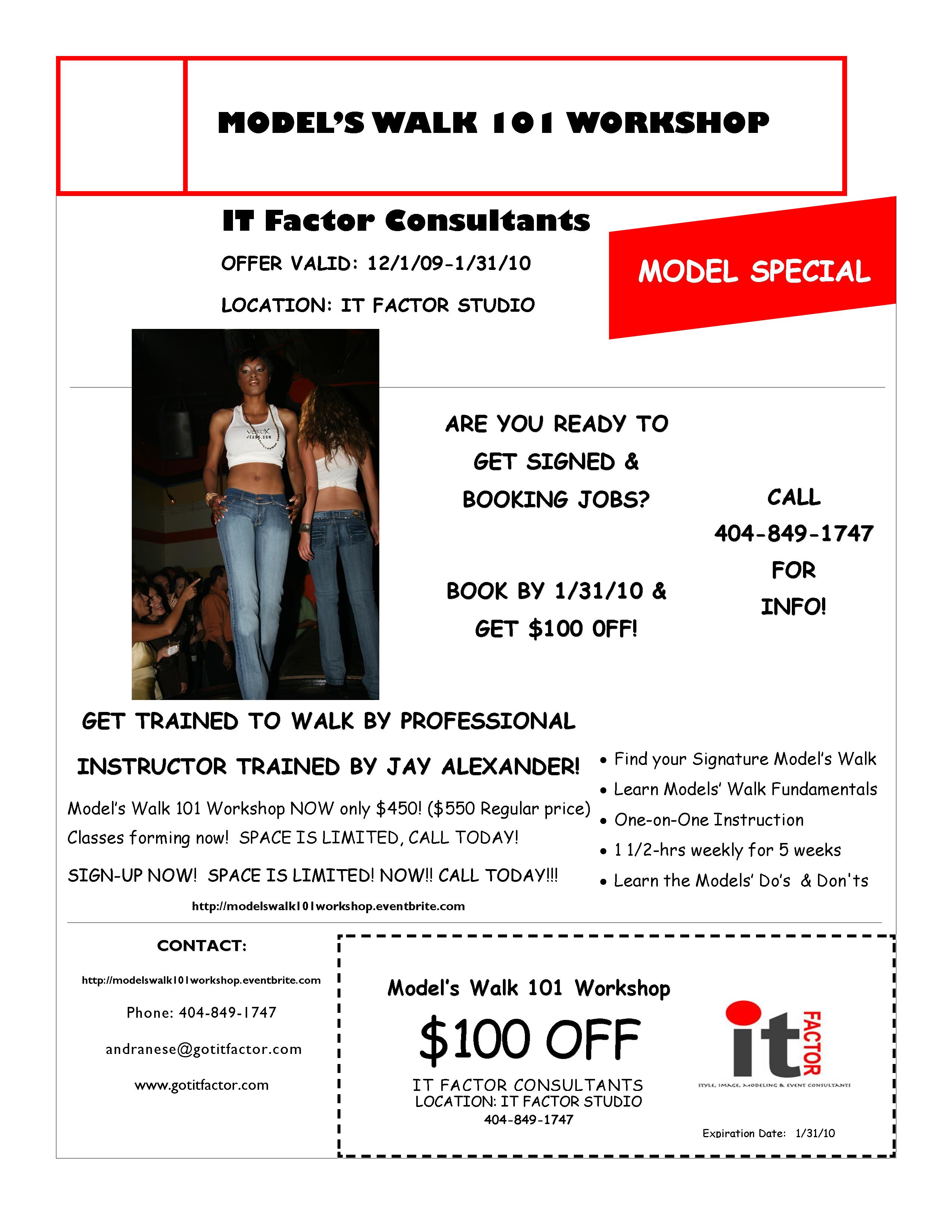 Models Walk 101 Workshop Coupon