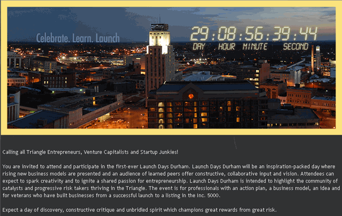 Launch Days Durham Splash Page