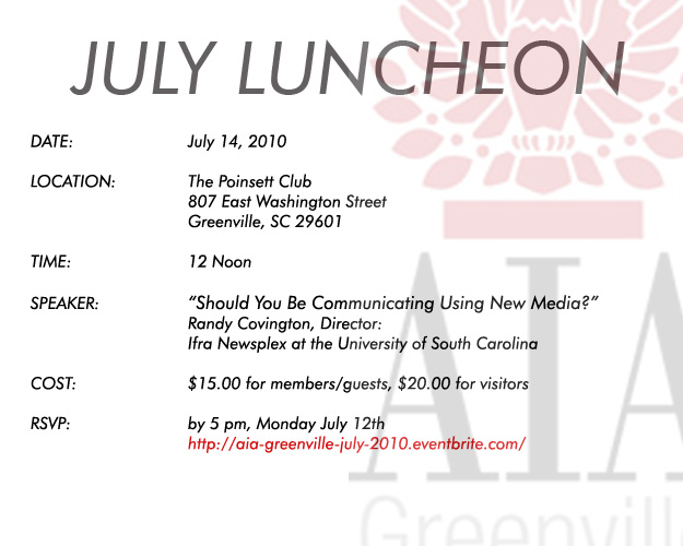 July AIA Greenville Lunch Invite