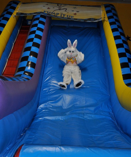 The Easter Bunny Playing at Pump It Up