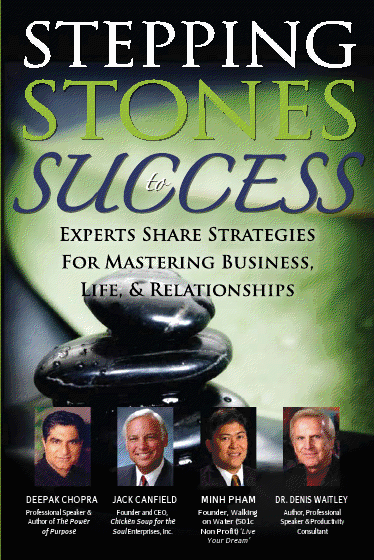Minh Pham with Deepak Chopra, Jack Canfield and Dr. Dennis Waitley