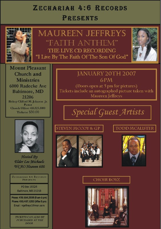 Maureen Jeffreys' Live CD Recording of  (FAITH ANTHEM)