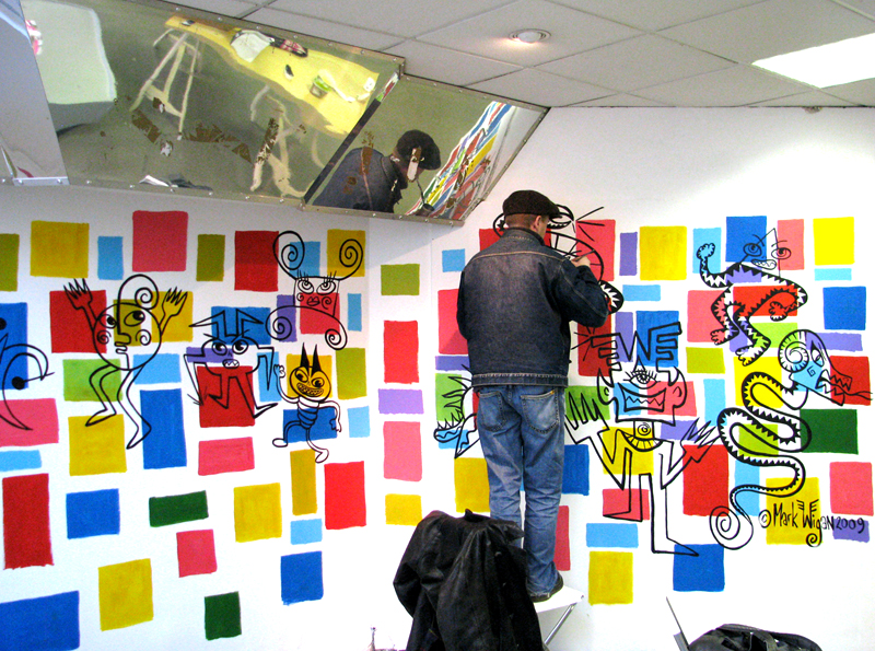 Mark Wigan Mark painting live at Noise Lab