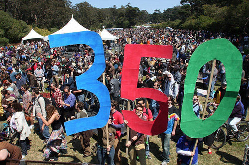 People gather to celebrate the need for in international climate treaty.