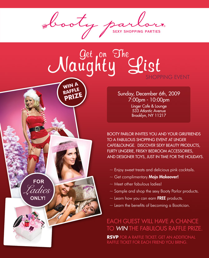 Booty Parlor: Naughty List Shopping Party Ladies only Shopping Party with Booty Parlor at Linger.