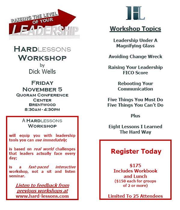 Hard Lessons Workshop - November 5