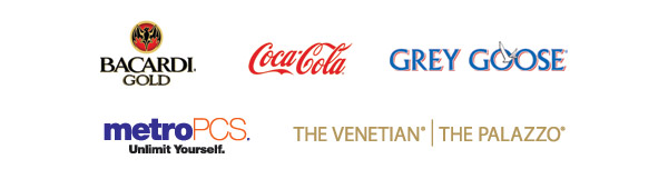 Sponsors logos - Bacardi Gold, Coca-Cola, Grey Goose, Metro PCS, The Venetian/The Palazzo