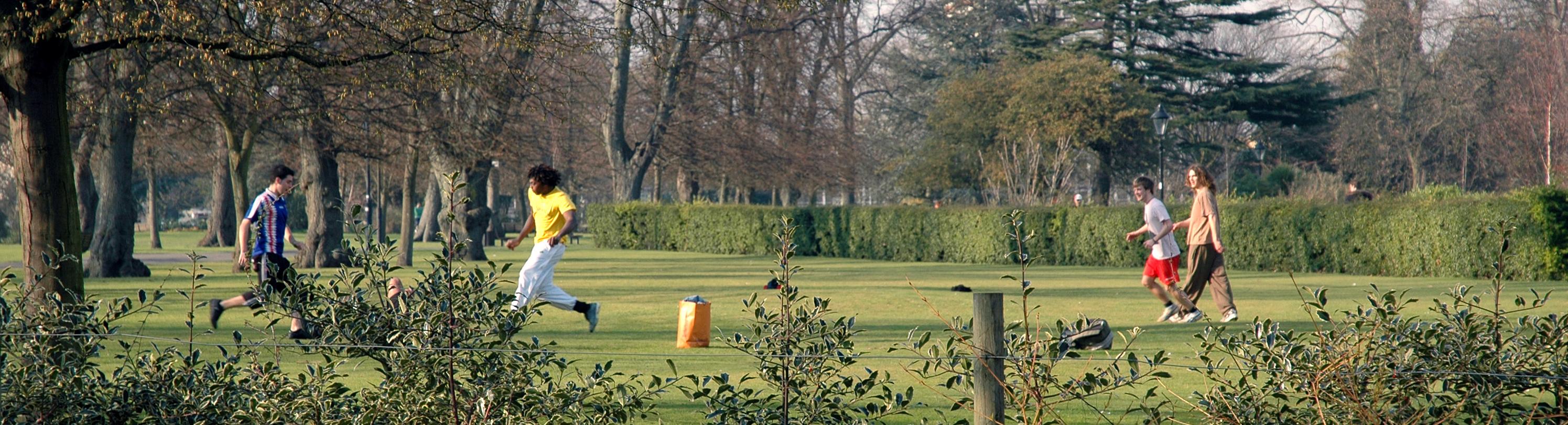 Footballers in Park