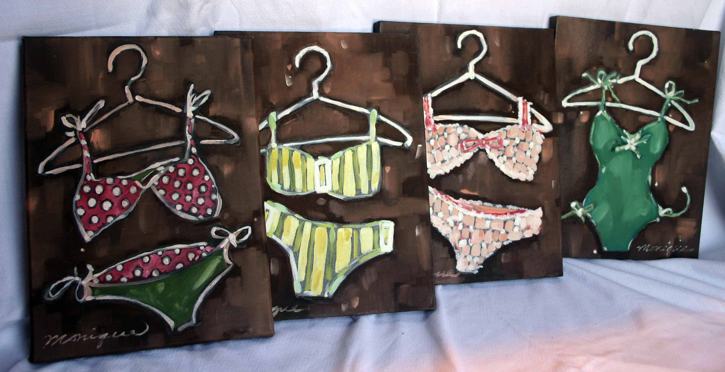 Set of four paintings by Monique Hairston