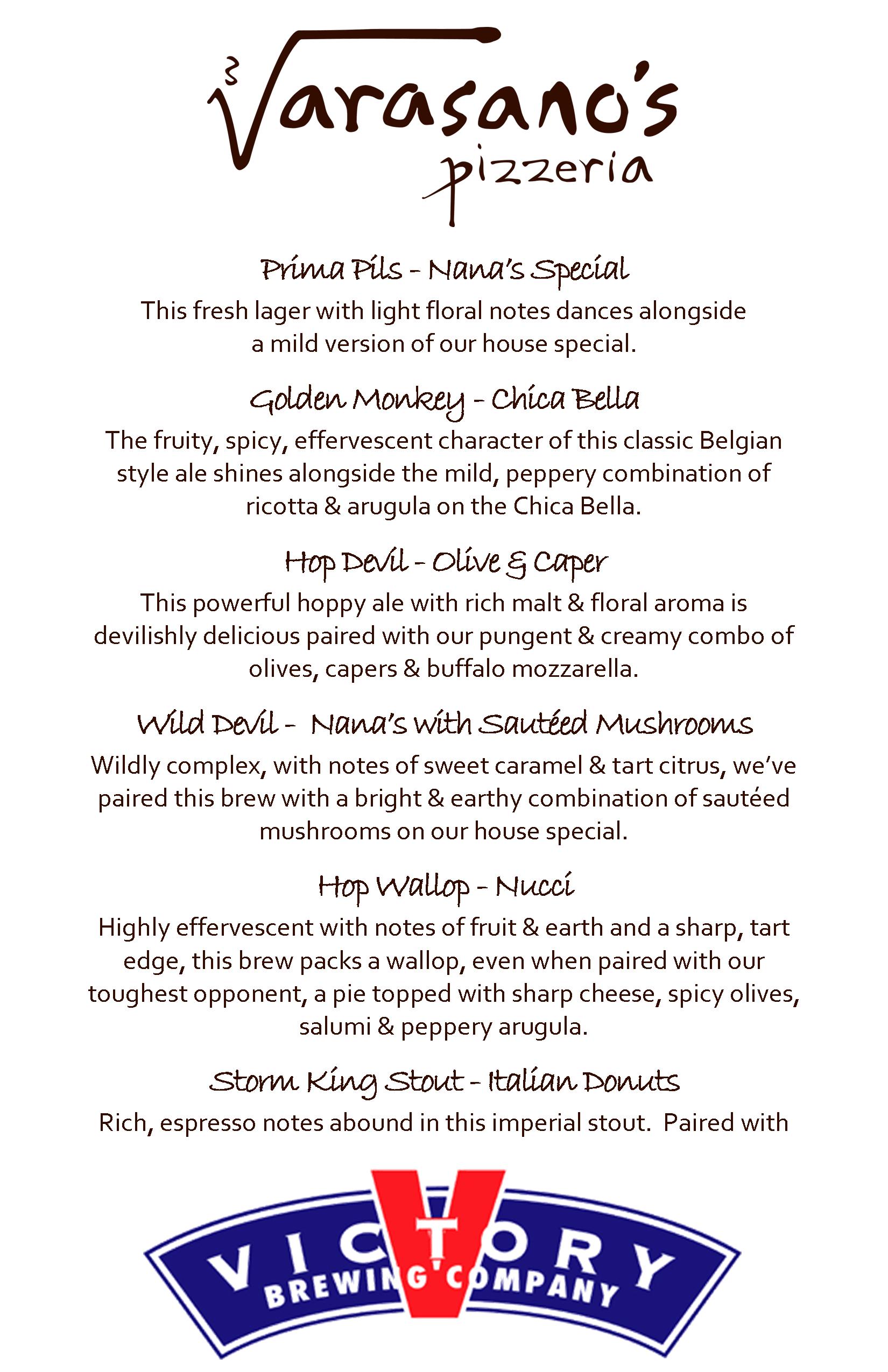 Victory Tasting Menu