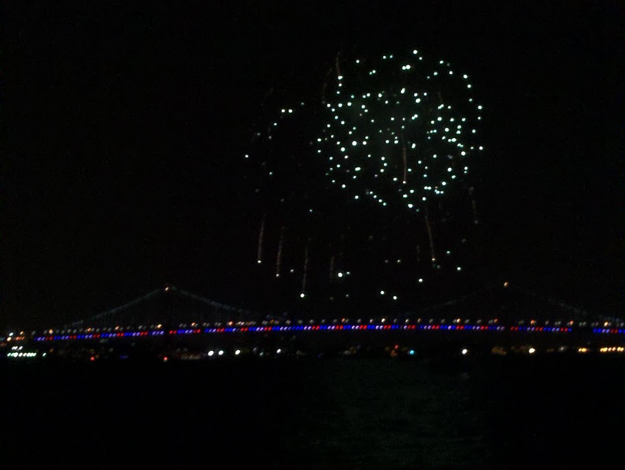 Fireworks over Ben Franklin Bridge