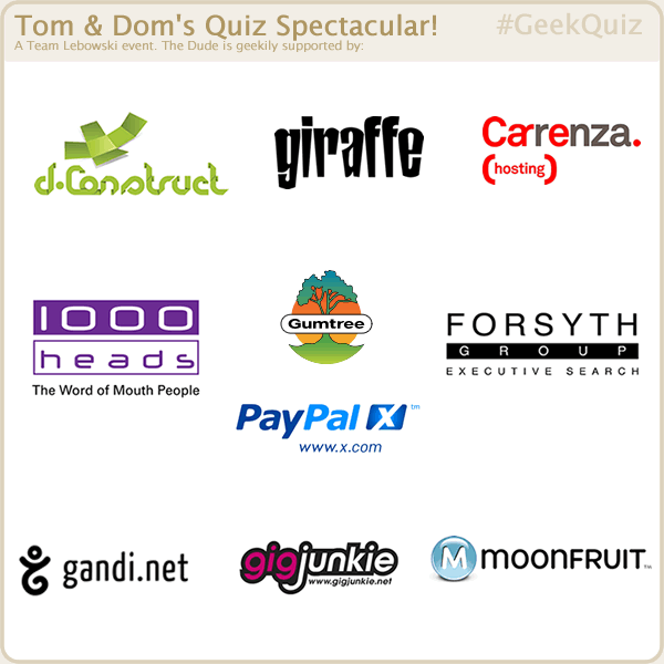 Geek quiz sponsors