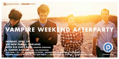 Chris Baio DJ's Afterparty Vampire Weekend, Oakland Afterparty,
