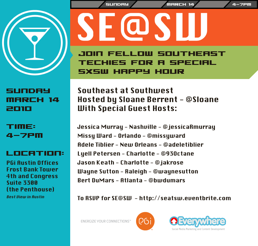 SE@SW Join fellow people from the SE @ SXSW to drink, mingle and network