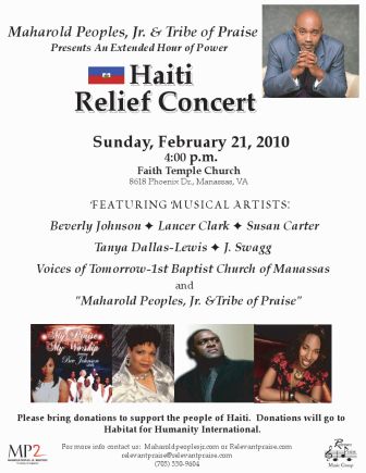 Haiti Benefit February 2010 Hour of Power Flyer Haiti Benefit