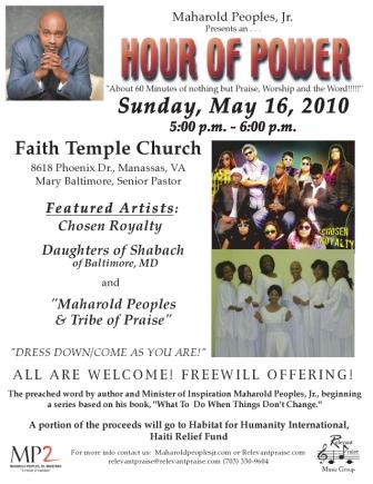 Join Us May 16th for an Hour of Power & Praise MAY HOP Flyer
