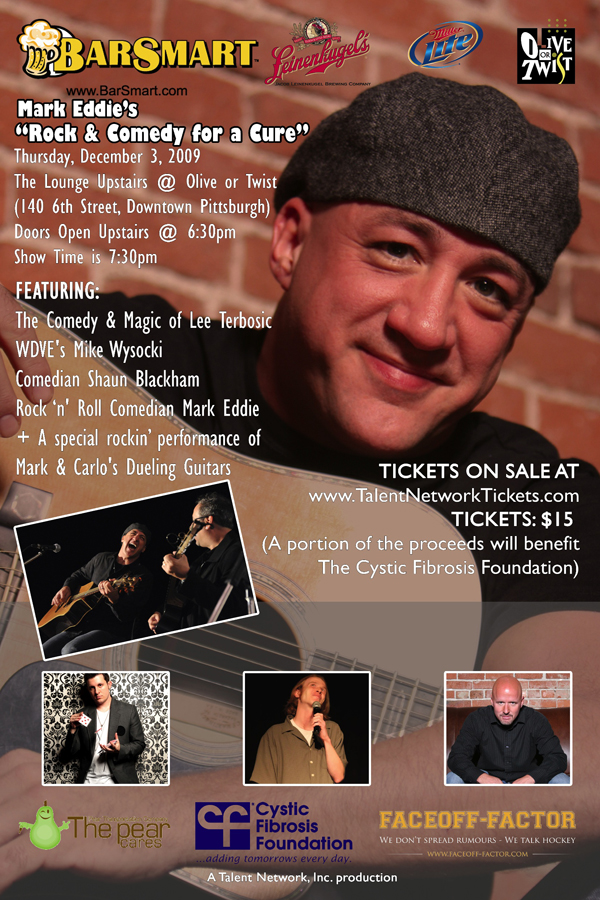 Mark Eddie's Rock & Comedy for a Cure Comedy Show Flyer