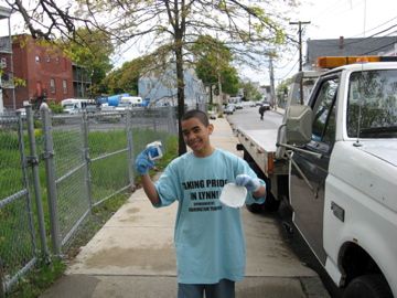 Taking Pride in Lynn young person picking up litter