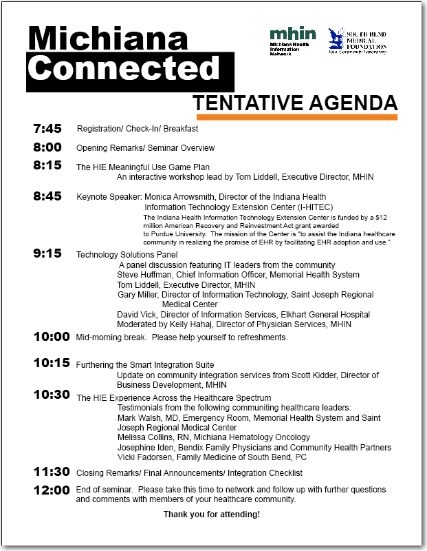 Michiana Connected Agenda
