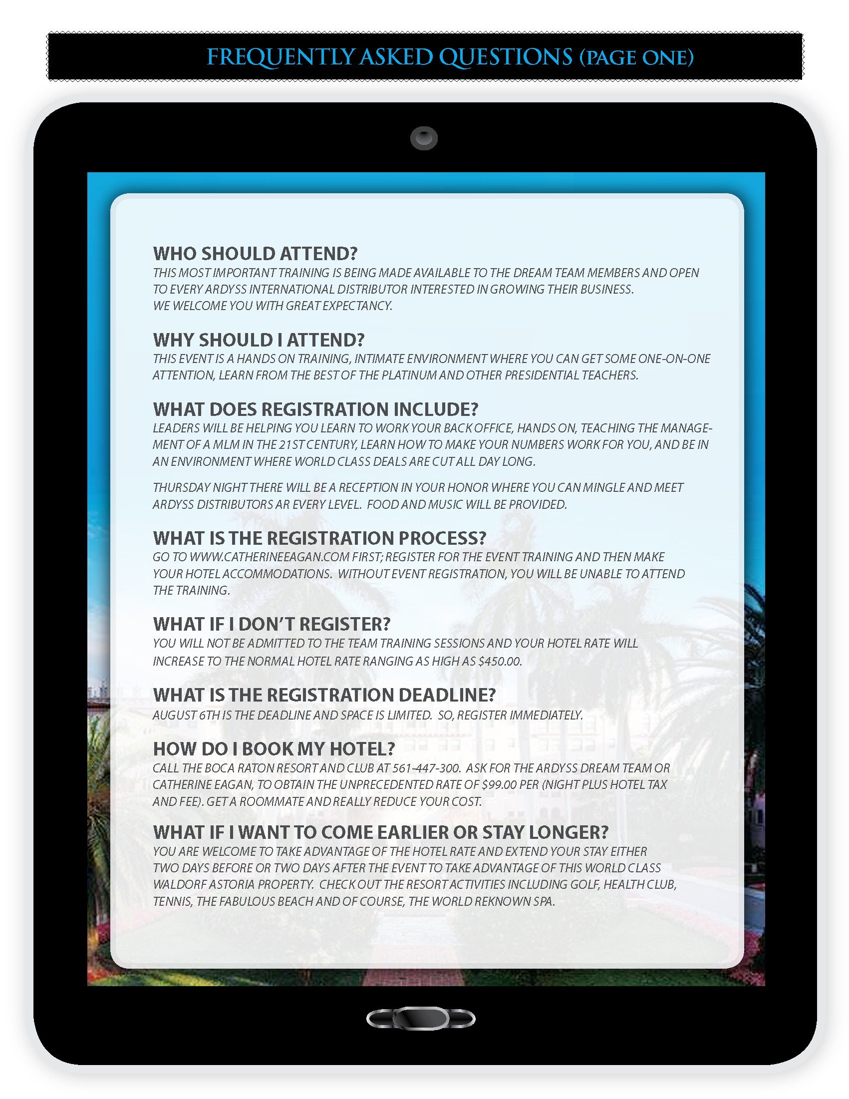 Ardyss Dream Team FAQ Page 1