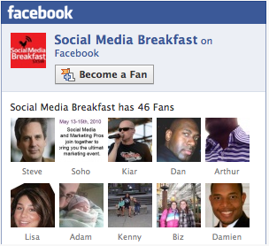 image inviting you to Become a Fan of the Social Media Breakfast Facebook Page