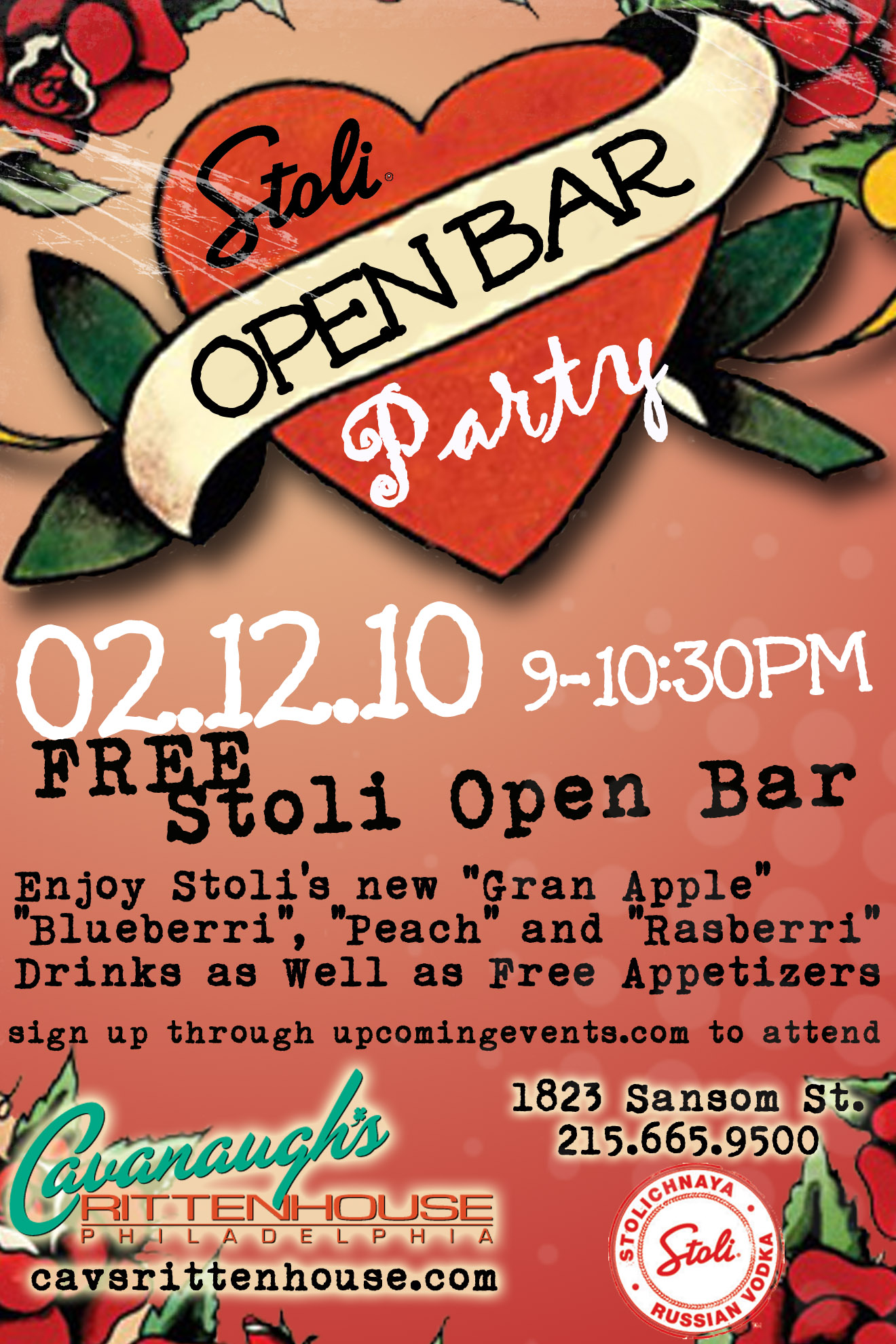 Upcoming Events Stoli Open Bar Cavanaugh's Philadelphia