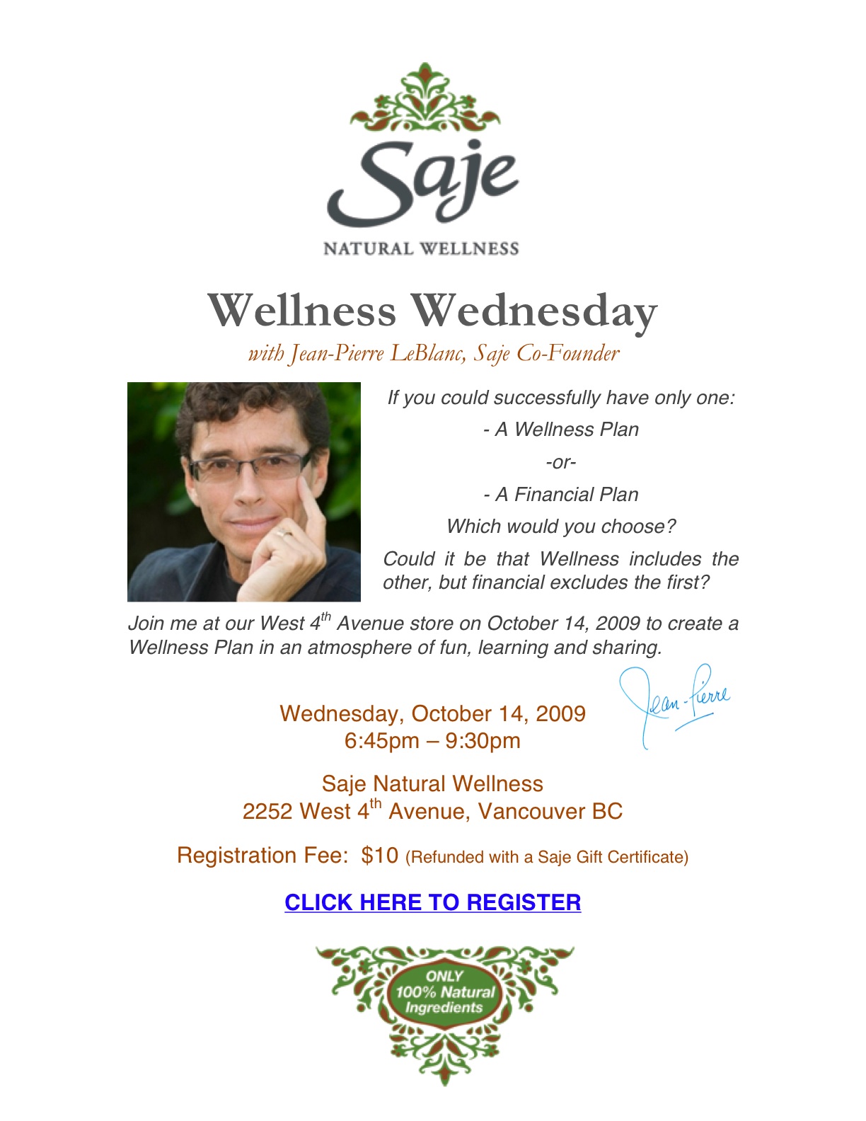 Wellness Wednesday (14-Oct-09)