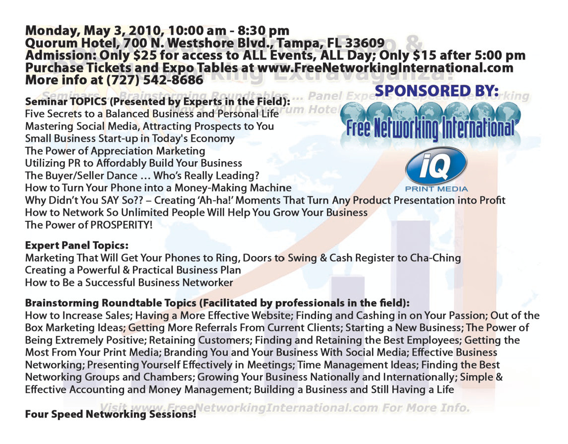2010 BOOM Your Business Expo & Networking Extravaganza 2010 BOOM Your Business Expo Front